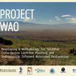 Photo of Kohala mountain range with the words "Project Wao" and partner logos overlaid.